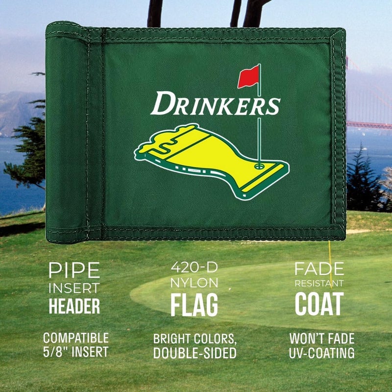 WATSY Golf Flag 8x6 Inch – 420D Nylon Double-Sided Mini Pin Flag with Tube Inset, Practice Putting Green Flags for Yard (DRINKERS - GREEN) - Image 5